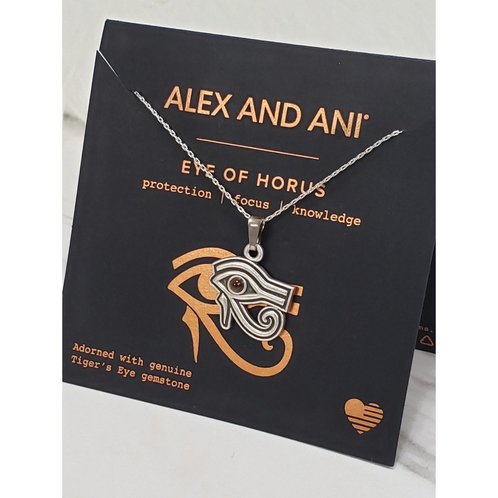 NEW WITH TIGER EYE ACCENT Alex and Ani Eye of Horus Adjustable Necklace